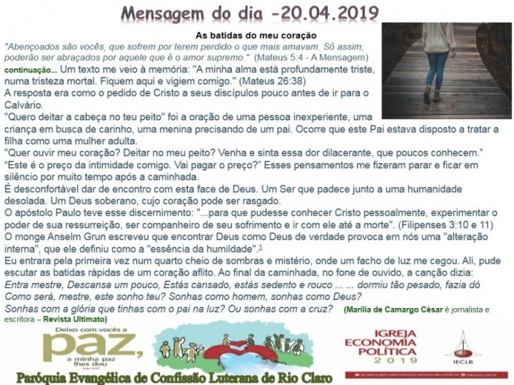 Mensagem do dia - 20.04.2019