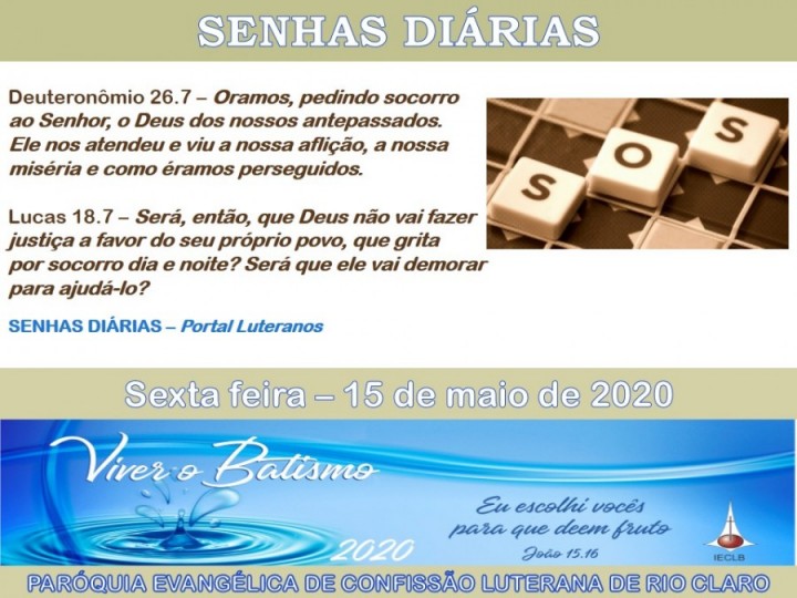 Senhas do dia - 15.05.2020