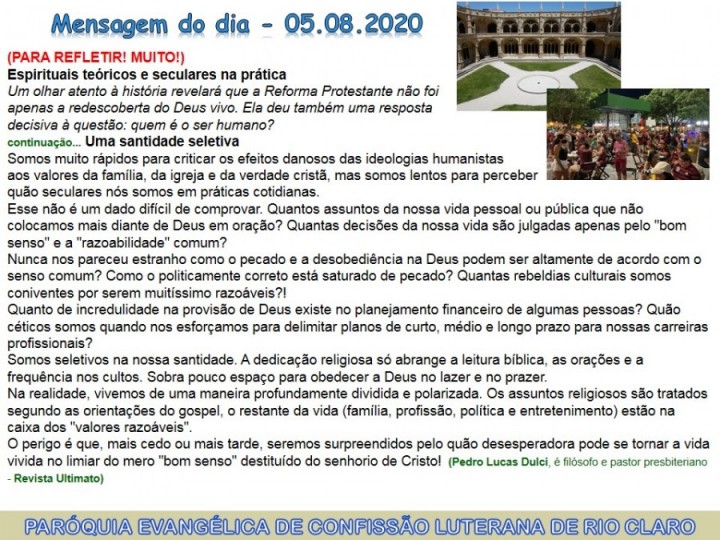 Mensagem do dia - 05.08.2020