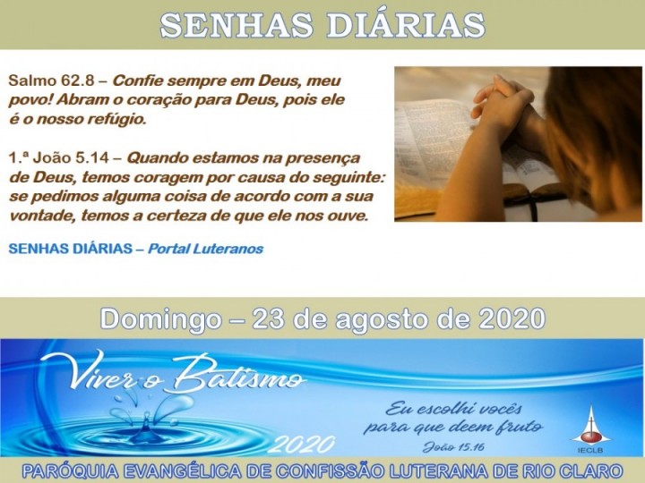 Senhas do dia - 23.08.2020