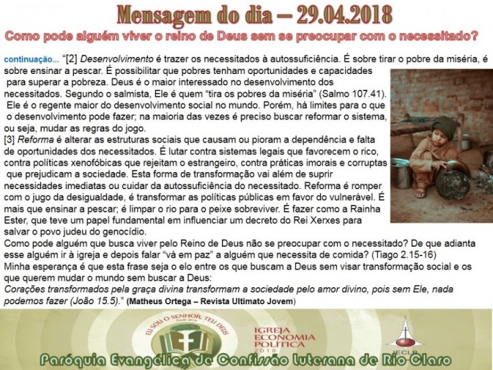 Mensagem do dia - 29.04.2018