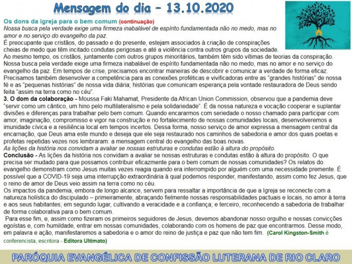 Mensagem do dia - 13.10.2020