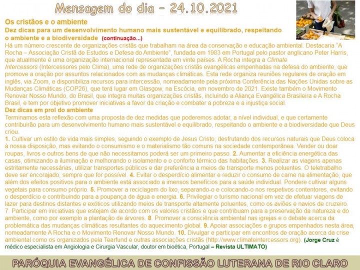 Mensagem do dia - 24.10.2021