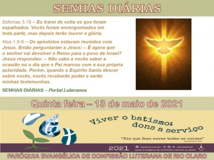 Senhas do dia - 13.05.2021