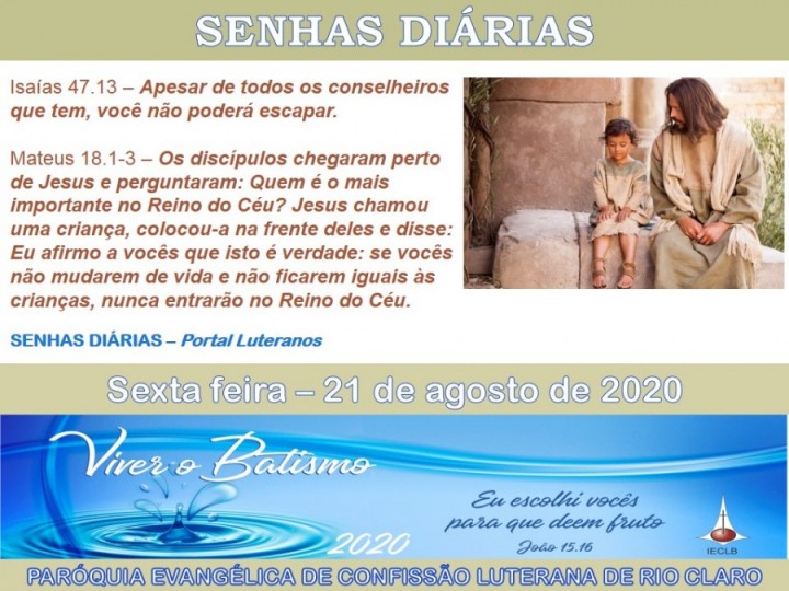 Senhas do dia - 21.08.2020