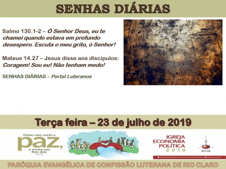 Senhas do dia - 23.07.2019