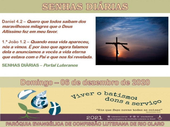 Senhas do dia - 06.12.2020