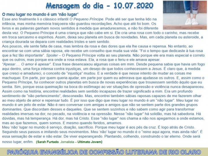 Mensagem do dia - 10.07.2020