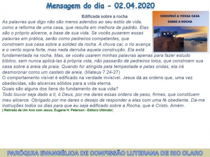 Mensagem do dia - 02.04.2020