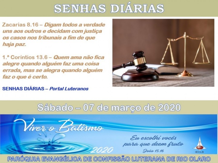 Senhas do dia - 07.03.2020