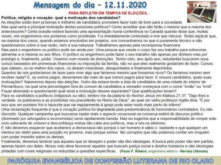 Mensagem do dia - 12.11.2020