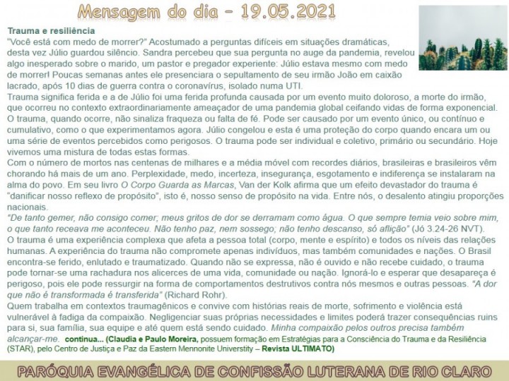 Mensagem do dia - 19.05.2021