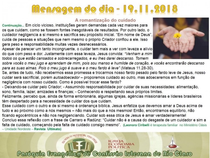 Mensagem do dia - 19.11.2018