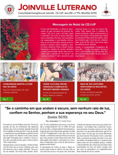 Joinville Luterano. Ano XIX -  Número 115 - Novembro e Dezembro 2019