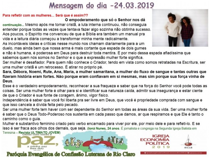 Mensagem do dia - 24.03.2019