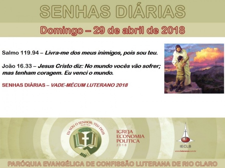 Senhas do dia - 29.04.2018