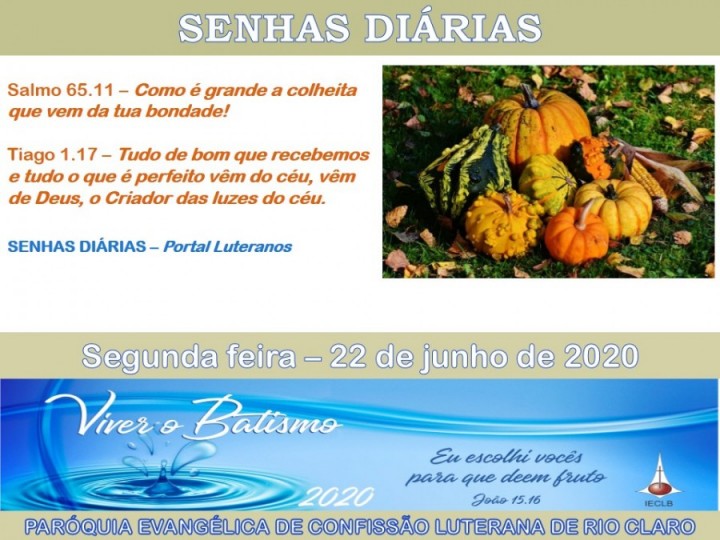 Senhas do dia - 22.06.2020