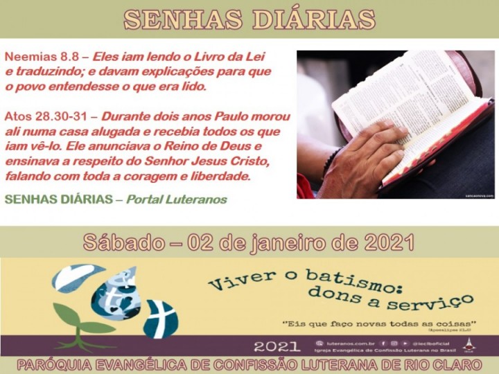 Senhas do dia - 02.01.2021