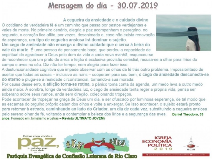 Mensagem do dia - 30.07.2019