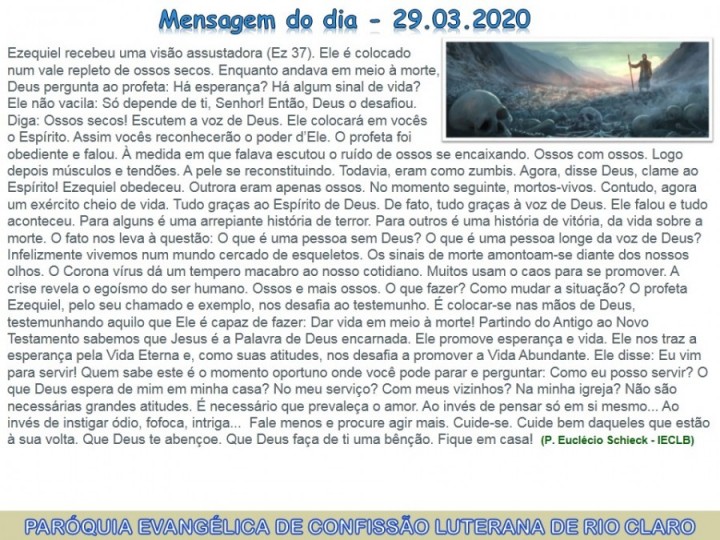 Mensagem do dia - 29.03.2020