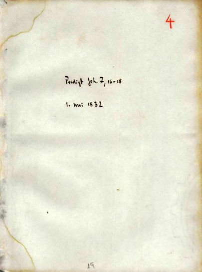 Pastor Friedrich Sauerbronn - Predigt/Prédica - João 7.16-18 - 01/05/1832