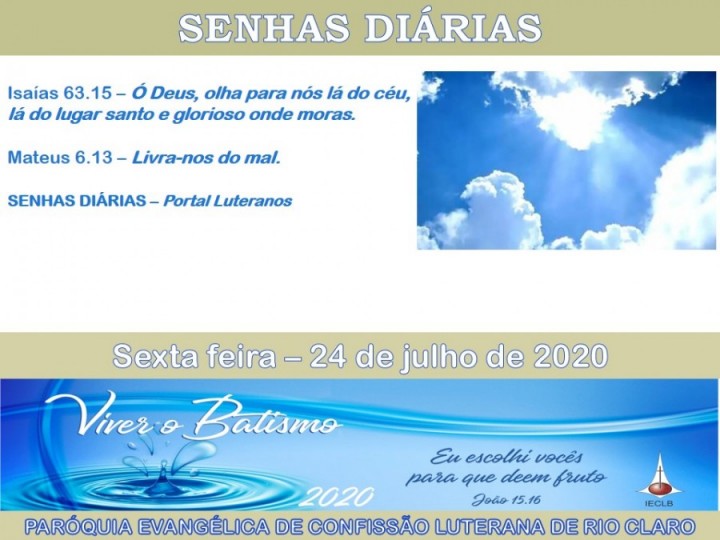 Senhas do dia - 24.07.2020