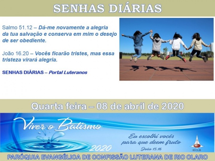 Senhas do dia - 08.04.2020