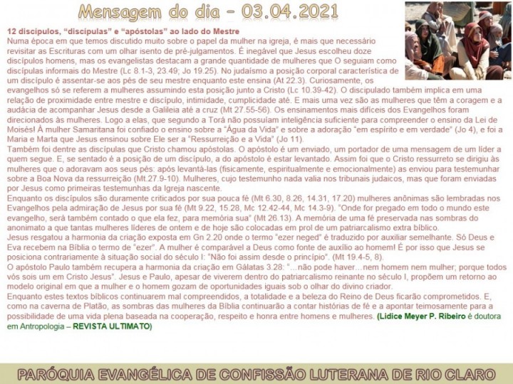 Mensagem do dia - 03.04.2021