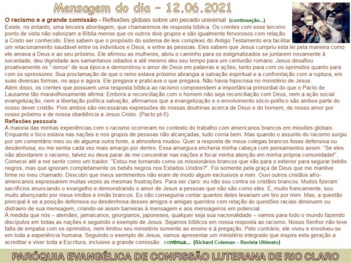 Mensagem do dia - 12.06.2021