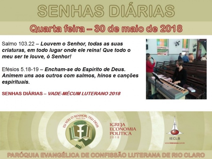 Senhas do dia - 30.05.2018