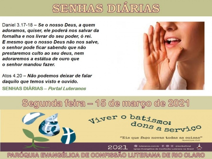 Senhas do dia - 15.03.2021