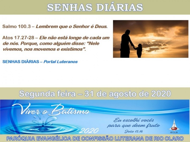 Senhas do dia - 31.08.2020