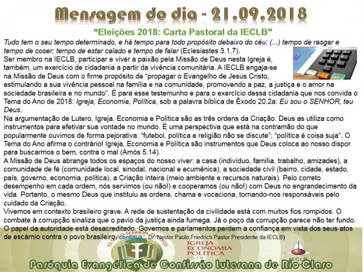 Mensagem do dia - 21.09.2018