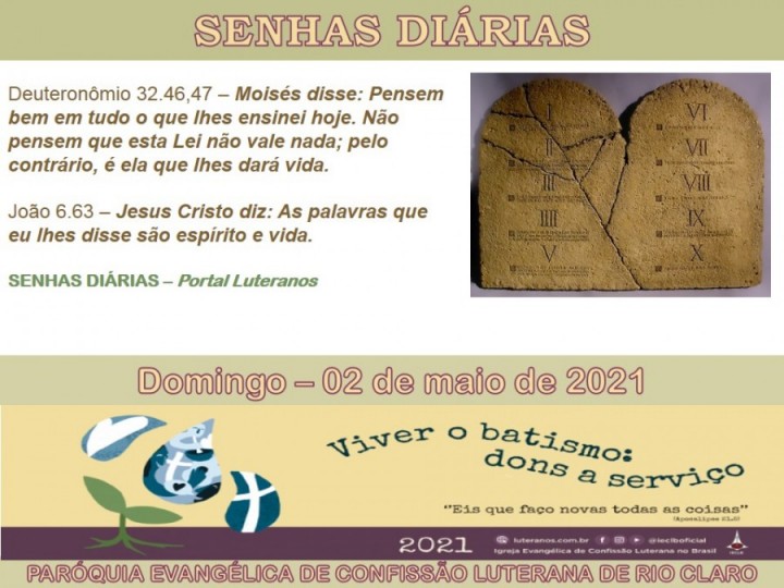 Senhas do dia - 02.05.2021