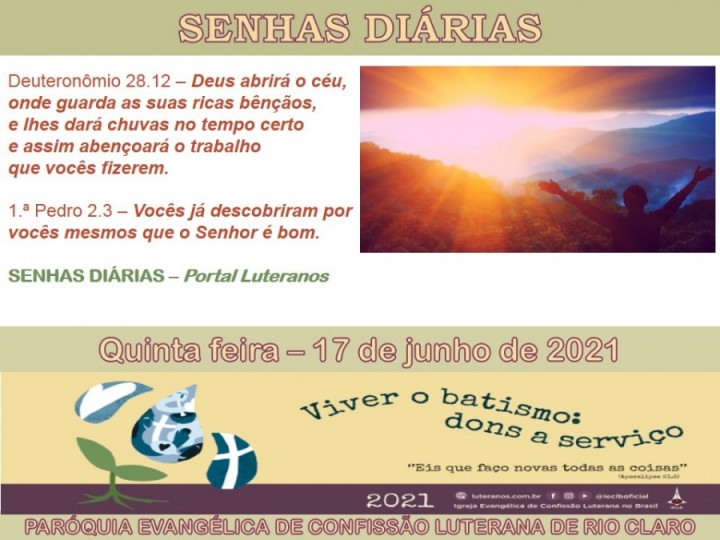 Senhas do dia - 17.06.2021