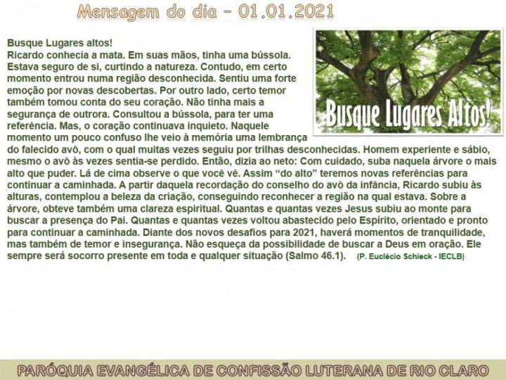 Mensagem do dia - 01.01.2021