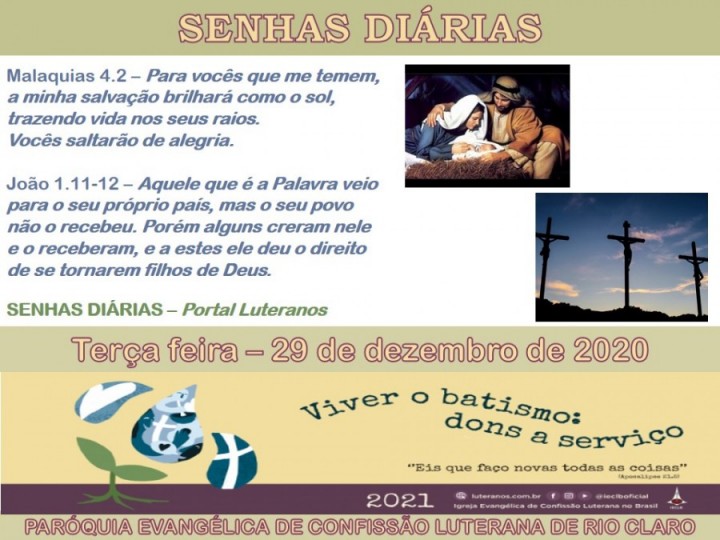 Senhas do dia - 29.12.2020