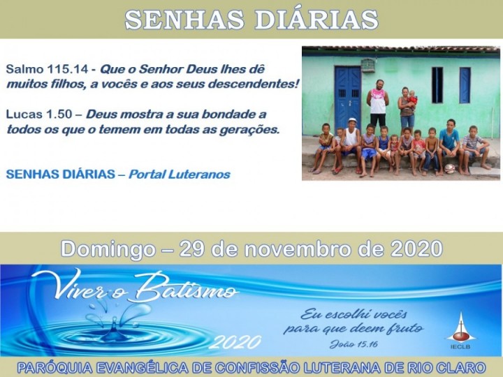 Senhas do dia - 29.11.2020