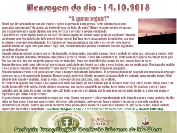 Mensagem do dia - 14.10.2018