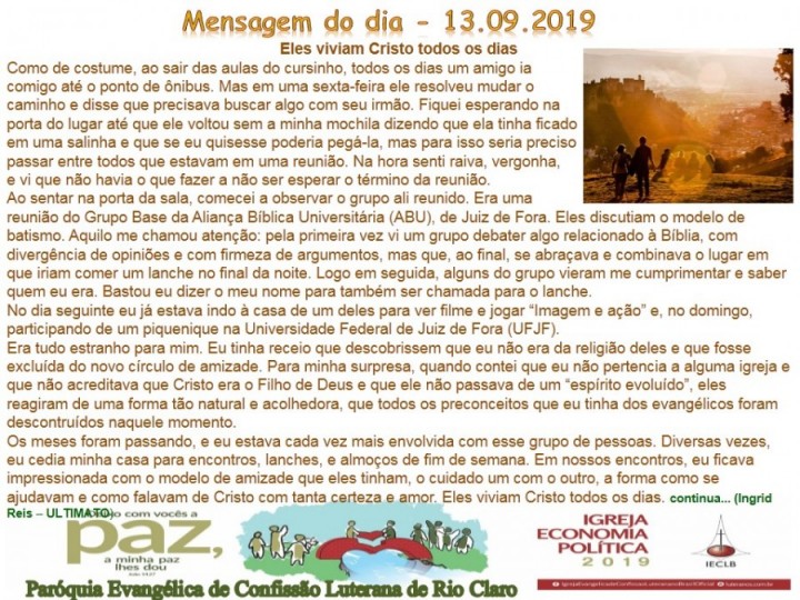 Mensagem do dia - 13.09.2019