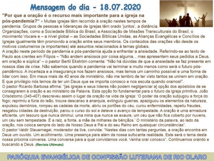 Mensagem do dia - 18.07.2020