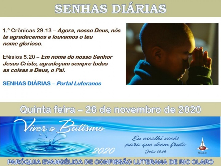 Senhas do dia - 26.11.2020