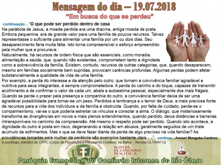 Mensagem do dia - 19.07.2018