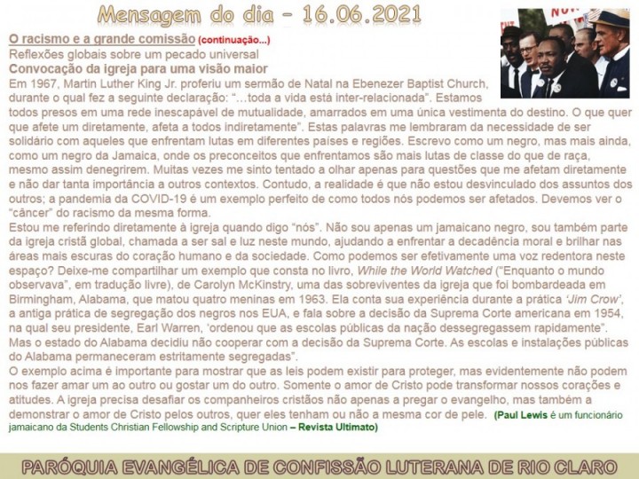 Mensagem do dia - 16.06.2021