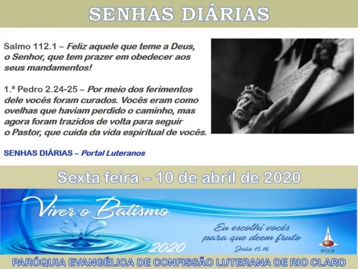 Senhas do dia - 10.04.2020