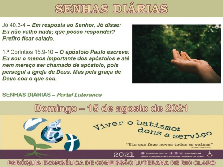 Senhas do dia - 15.08.2021