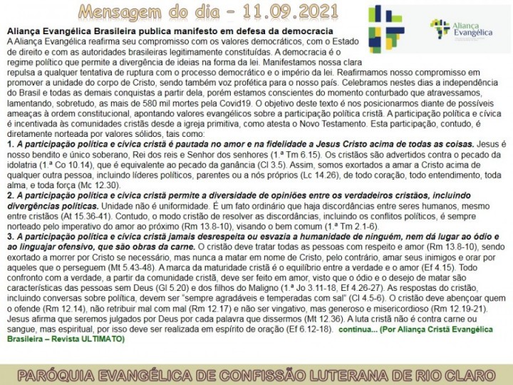 Mensagem do dia - 11.09.2021