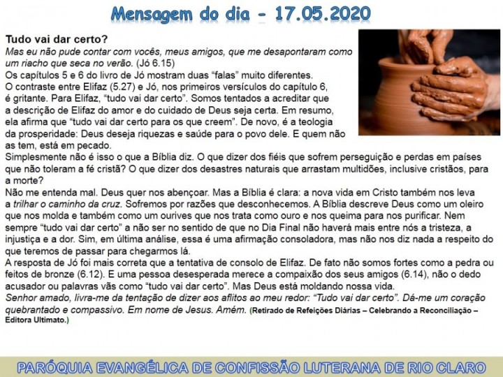 Mensagem do dia - 17.05.2020