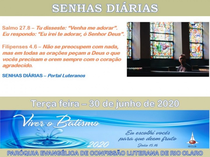 Senhas do dia - 30.06.2020