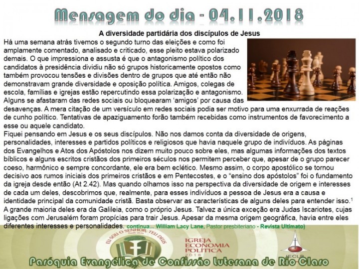 Mensagem do dia - 04.11.2018